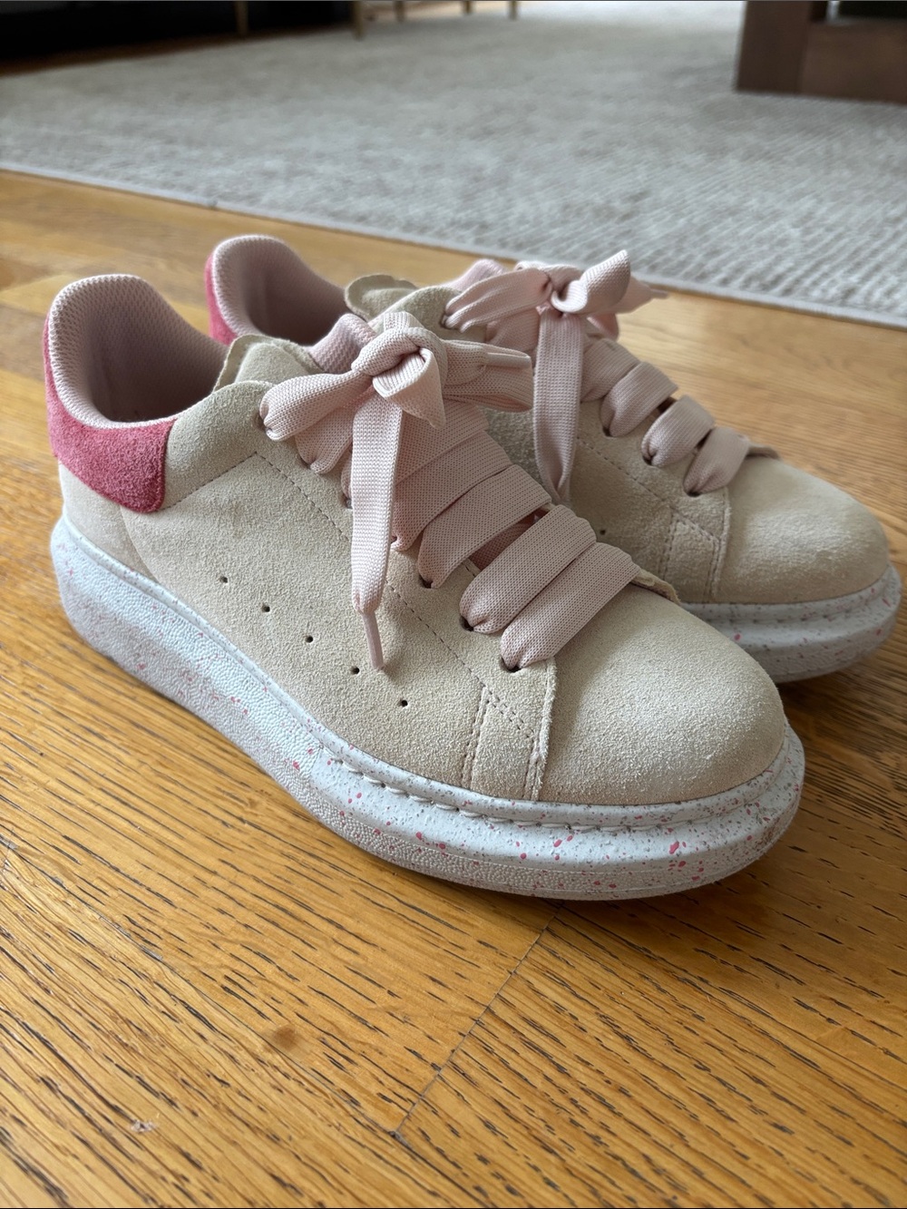 Alexander McQueen Pale Pink Suede Sneakers